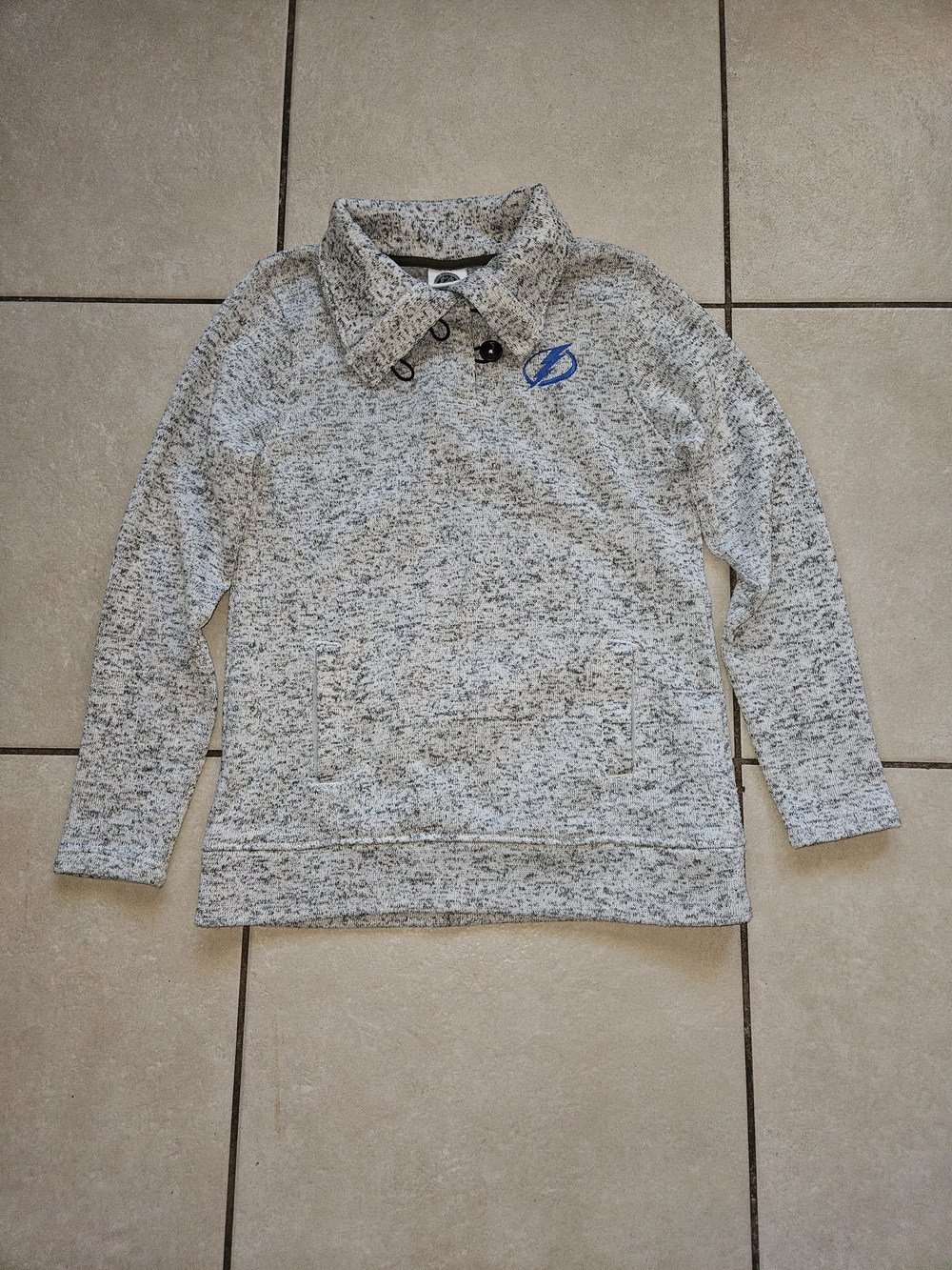 NHL Light Heather Gray Crewneck Pullover with Blue Patch Logo
